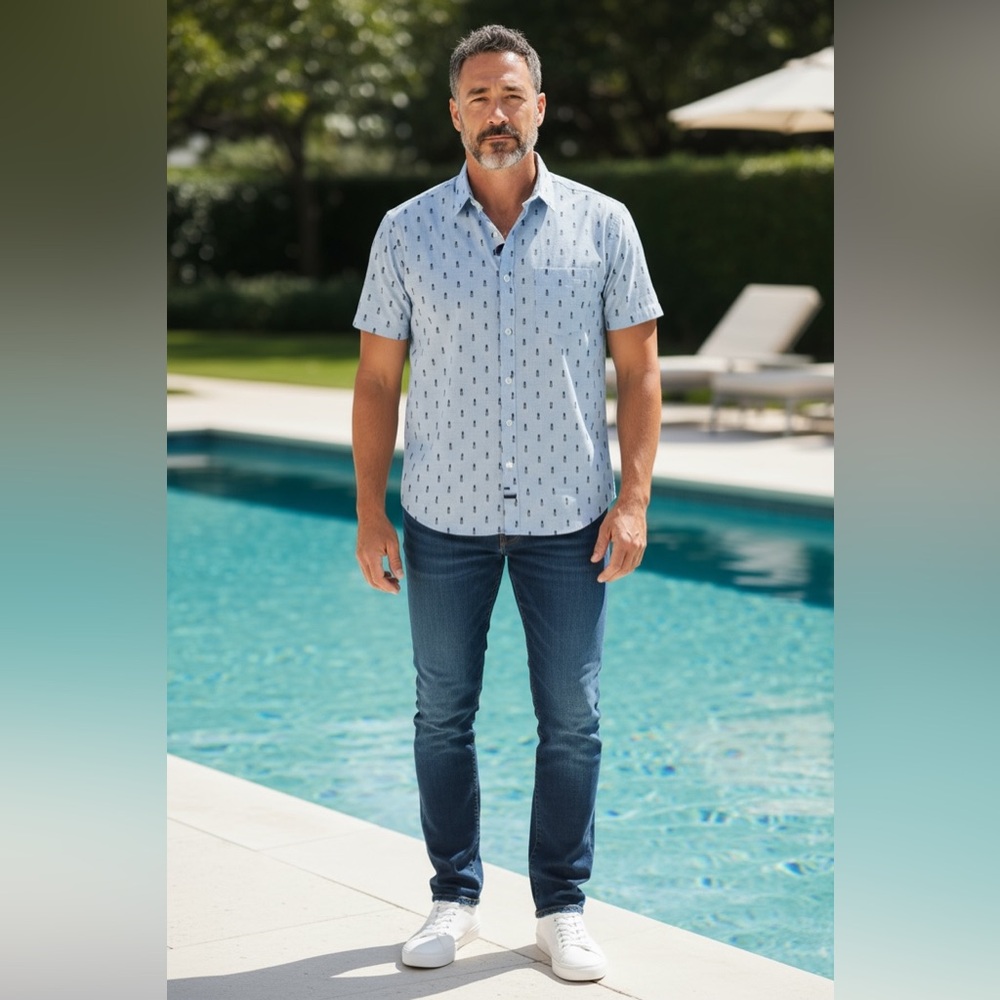 Molokai Surf Co Pineapple Pattern blue XL Button down shirt
